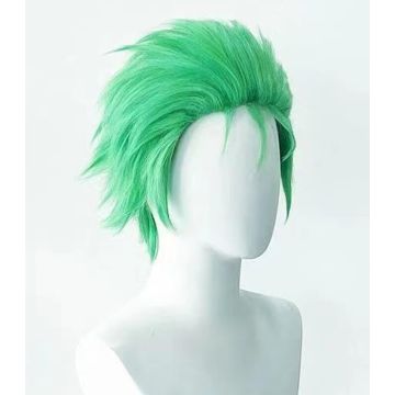 Adult Green Anime Swordsman Wig - Short Layered Cosplay Hair