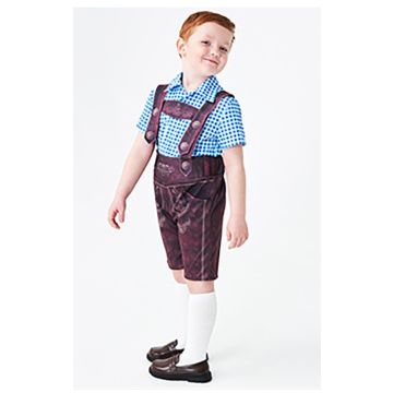 Boys Bavarian Lederhosen Costume - Kids Oktoberfest Outfit with Suspenders
