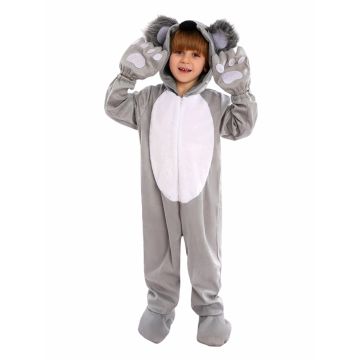 kids koala costume with hood, mittens and foot covers - back view