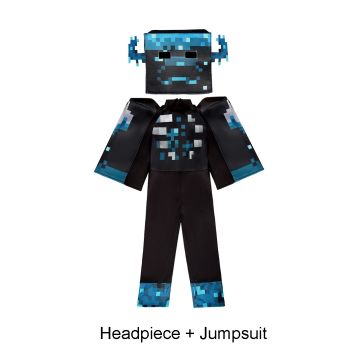 Kids Pixel Game Warden Costume with Headpiece - Deep Dark Creature Outfit