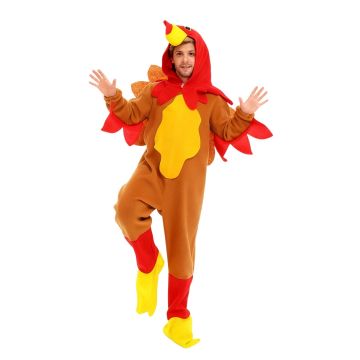Adult Turkey Costume Jumpsuit with Headpiece and Wings - alternate view