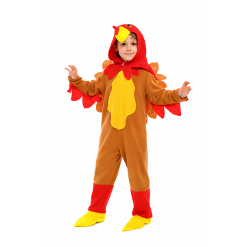 Kids Turkey Costume Jumpsuit with Feathered Wings and Headpiece - alternate view