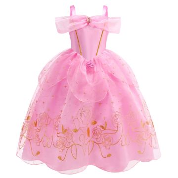 Girls Pink Princess Ball Gown Costume with Tiara and Accessories
