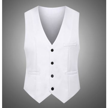 Adult White Formal Waistcoat with Adjustable Back Strap - alternate view