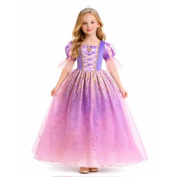 Girls Purple Tower Princess Costume Dress with Ombré Skirt - alternate view