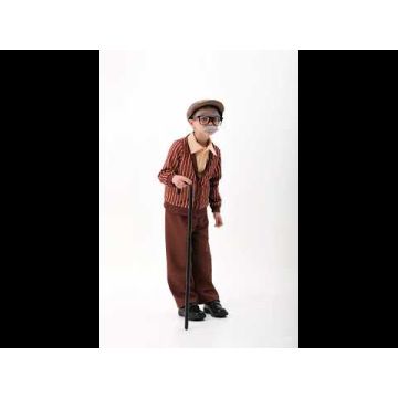 Kids Grandpa Costume Brown Herringbone - 100 Days of School Old Man 7-Piece Set