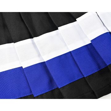 Adult Cheerleader Costume - Black Blue White Crop Top & Pleated Skirt Set