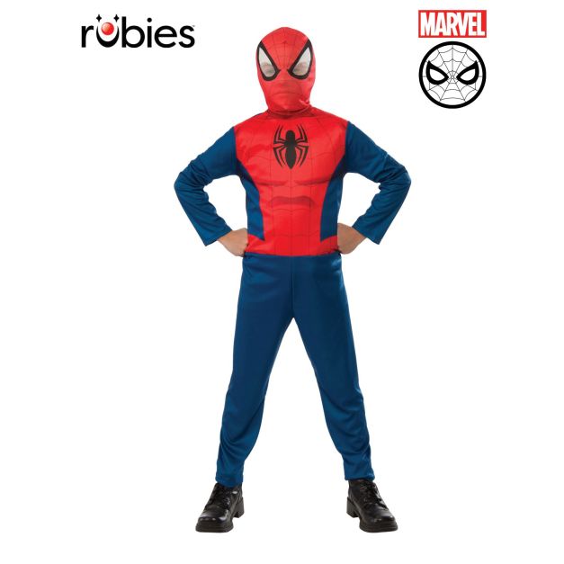 Kids Spider-Man muscle chest costume full body front view with mask Kids Spider-Man muscle chest costume full body front view with mask