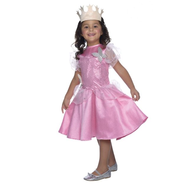 Girls Glinda the Good Witch costume dress with pink sequin bodice and satin skirt Girls Glinda the Good Witch costume dress with pink sequin bodice and satin skirt