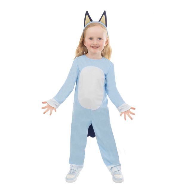 Toddler Bluey costume - light blue jumpsuit with navy spots and detachable tail Toddler Bluey costume - light blue jumpsuit with navy spots and detachable tail