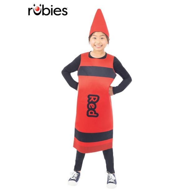 Kids red crayon costume tabard with cone hat Kids red crayon costume tabard with cone hat