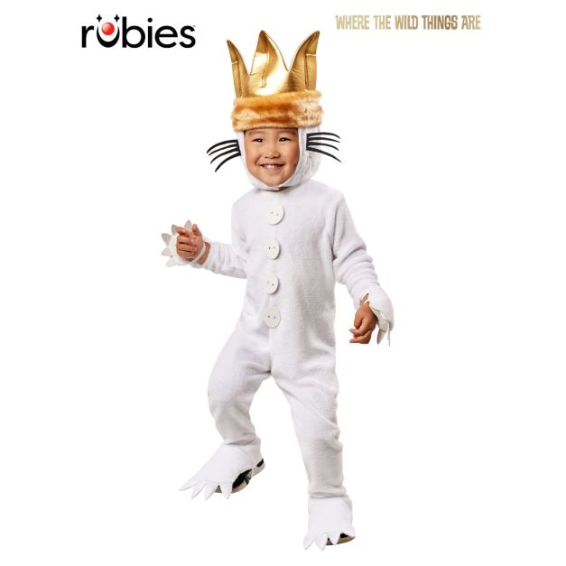 Kids Max Where The Wild Things Are costume with gold crown and white wolf suit Kids Max Where The Wild Things Are costume with gold crown and white wolf suit
