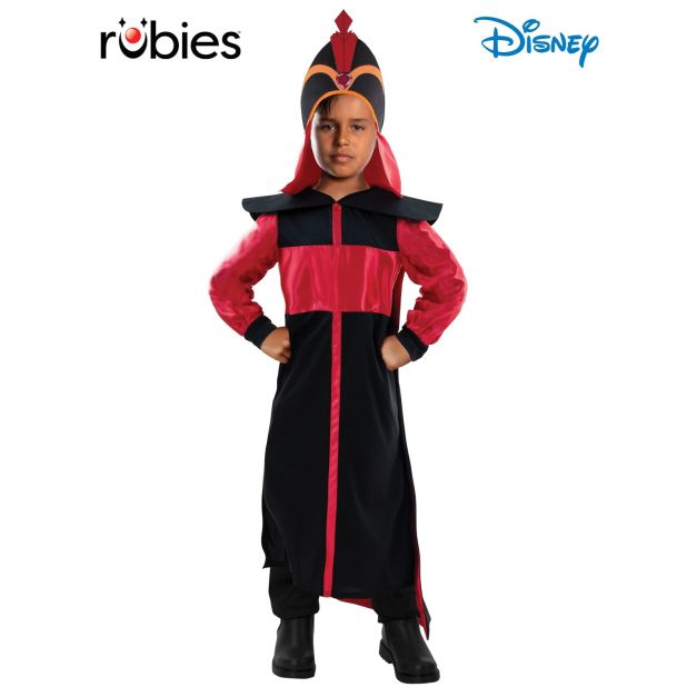 Kids Jafar costume full-length black and red robe with dramatic shoulder pieces Kids Jafar costume full-length black and red robe with dramatic shoulder pieces
