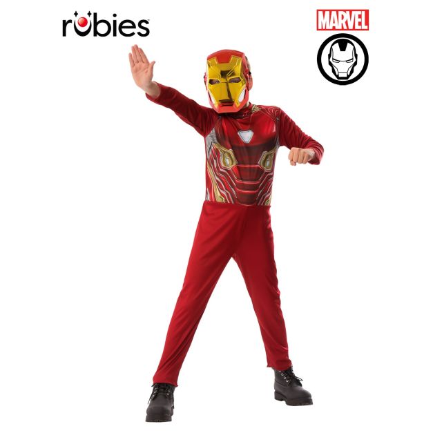 Kids Iron Man costume with printed jumpsuit and gold mask Kids Iron Man costume with printed jumpsuit and gold mask