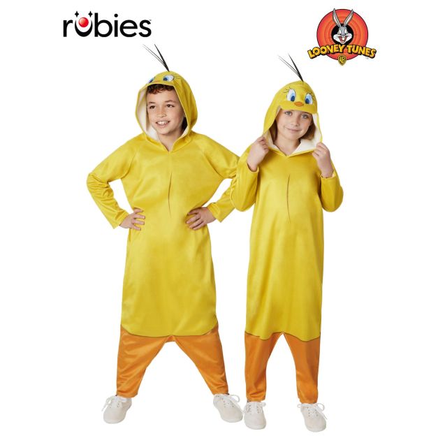Kids Tweety Bird costume yellow jumpsuit with hood and 3D hair strands Kids Tweety Bird costume yellow jumpsuit with hood and 3D hair strands