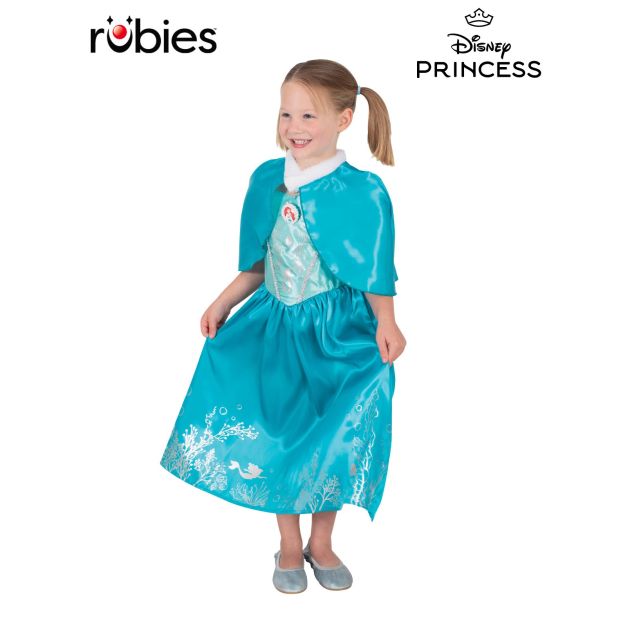 Girls Disney Ariel deluxe costume with satin dress and faux-fur cloak Girls Disney Ariel deluxe costume with satin dress and faux-fur cloak