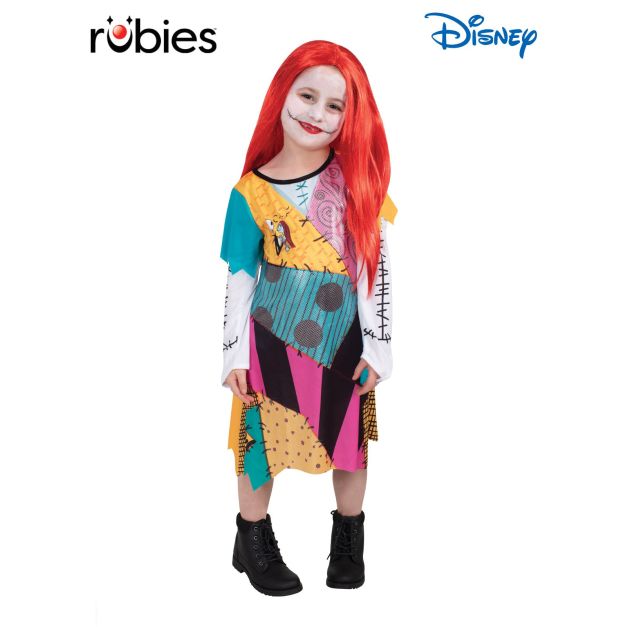 Girls Sally Finkelstein patchwork costume dress with red wig from Nightmare Before Christmas Girls Sally Finkelstein patchwork costume dress with red wig from Nightmare Before Christmas
