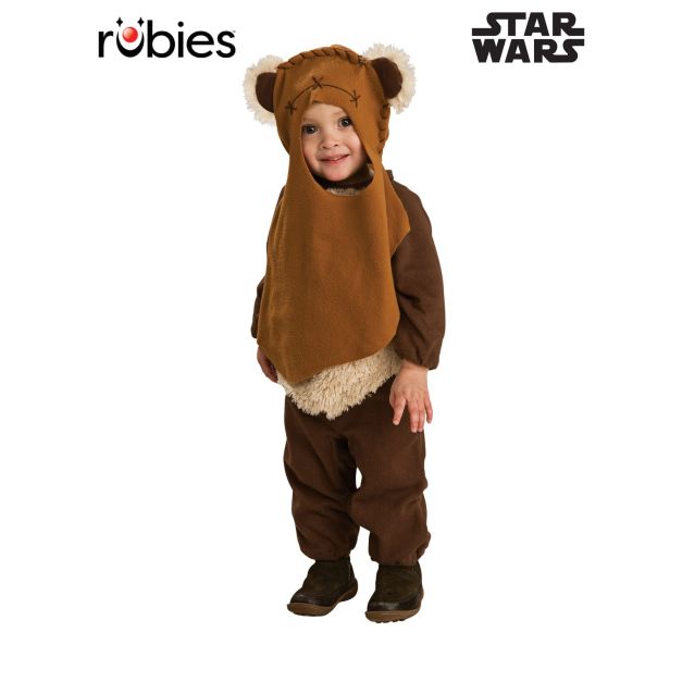 Toddler Wicket the Ewok costume with brown fleece romper and hooded headpiece Toddler Wicket the Ewok costume with brown fleece romper and hooded headpiece