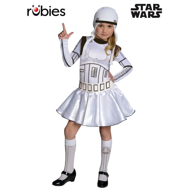 Girls white Star Wars Stormtrooper tutu dress costume with printed armor graphics and headpiece Girls white Star Wars Stormtrooper tutu dress costume with printed armor graphics and headpiece