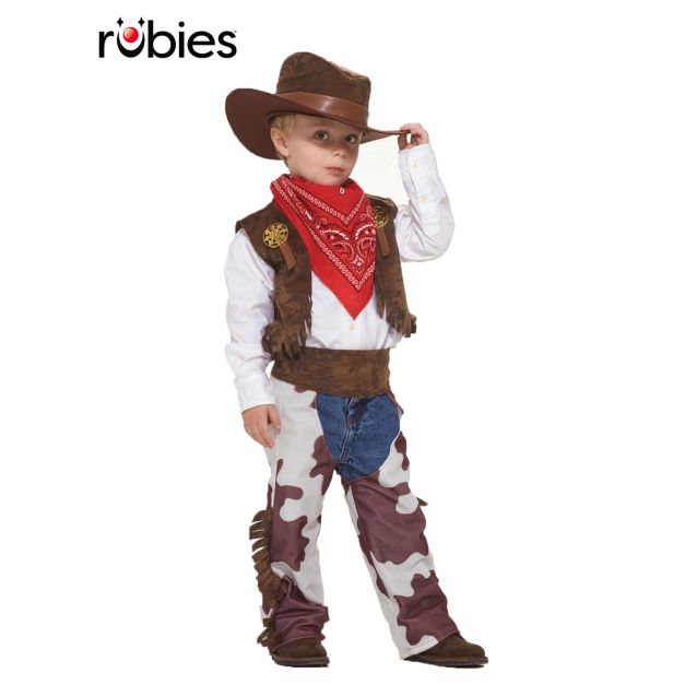 Kids Wild West cowboy costume with fringed vest and cowhide chaps Kids Wild West cowboy costume with fringed vest and cowhide chaps