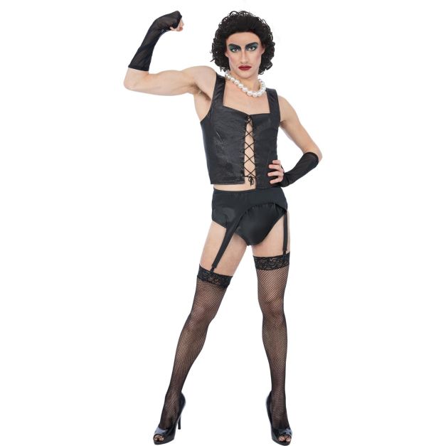 Adult Dr. Frank-N-Furter costume with black corset and pearl necklace - Rocky Horror Picture Show