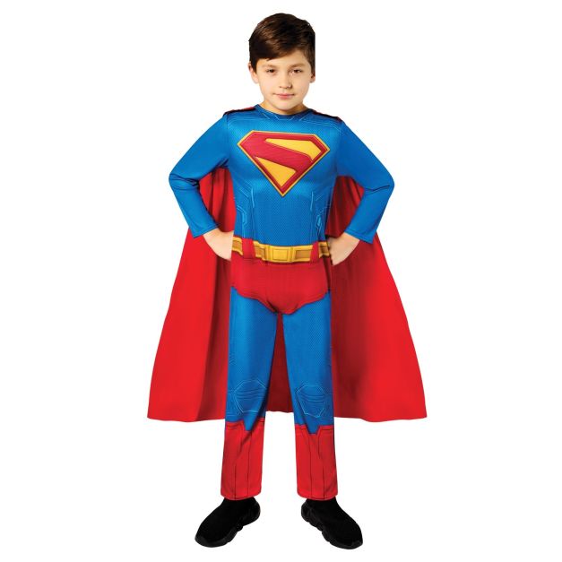 Kids Superman costume 2025 movie jumpsuit with detachable red cape and printed chest shield Kids Superman costume 2025 movie jumpsuit with detachable red cape and printed chest shield