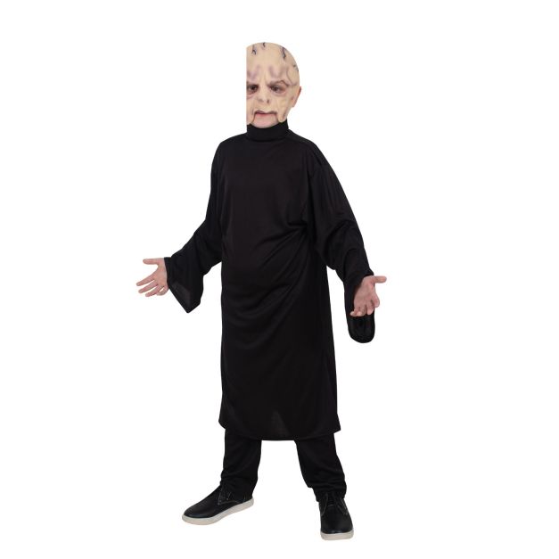 Child wearing Kids Lord Voldemort Costume with black robe and pale mask Child wearing Kids Lord Voldemort Costume with black robe and pale mask