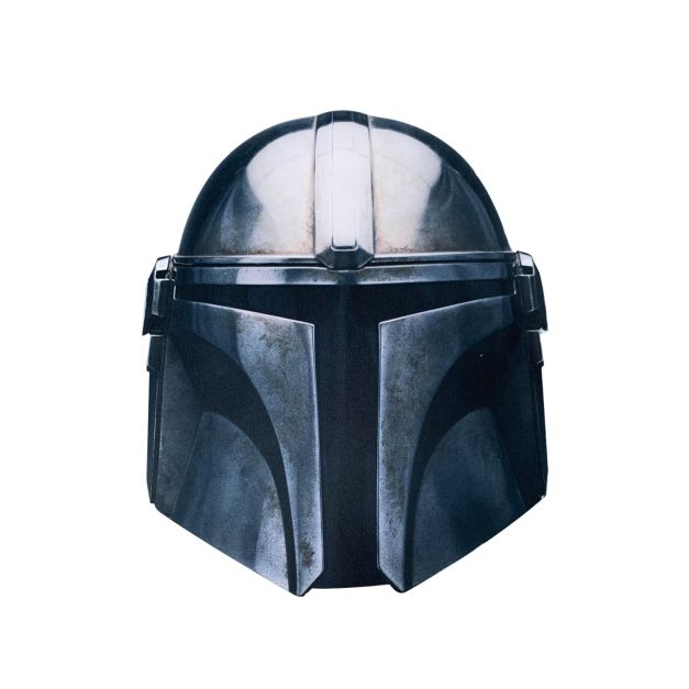 Kids Mandalorian oversized EVA foam mask front view showing beskar armour helmet with sculpted visor Kids Mandalorian oversized EVA foam mask front view showing beskar armour helmet with sculpted visor