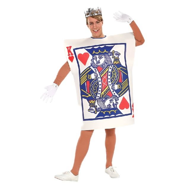 King of Hearts playing card costume - full-length tabard with rear ties and crown accessory King of Hearts playing card costume - full-length tabard with rear ties and crown accessory