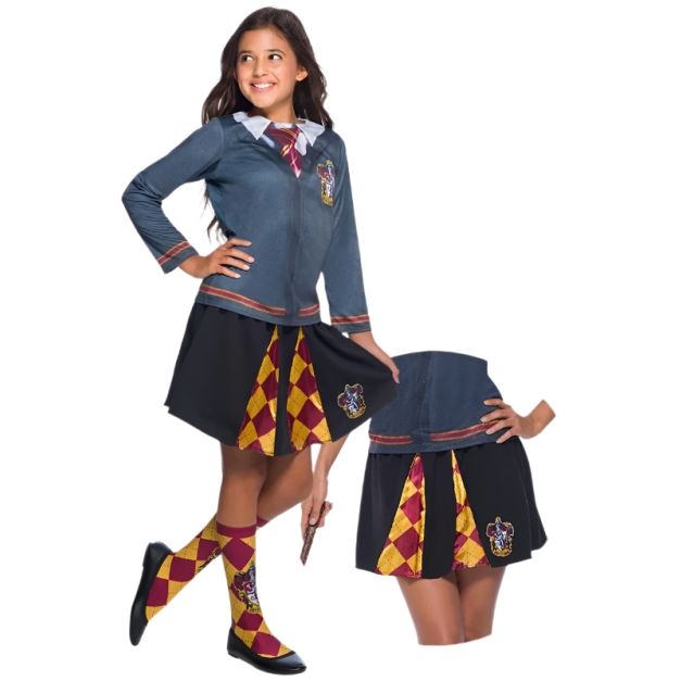 Pleated A-line skirt showing all four Hogwarts house variations available