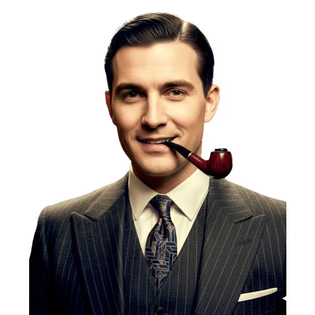 Classic detective costume pipe accessory with silver metal accent ring Classic detective costume pipe accessory with silver metal accent ring