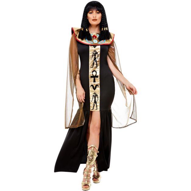 Ancient Egyptian goddess costume with black mermaid dress and sheer gold cape Ancient Egyptian goddess costume with black mermaid dress and sheer gold cape