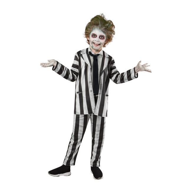 Kids Beetlejuice costume large with black-white striped jacket and pants Kids Beetlejuice costume large with black-white striped jacket and pants