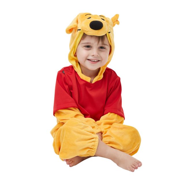 Kids Winnie the Pooh costume - golden plush jumpsuit with red shirt and 3D hood Kids Winnie the Pooh costume - golden plush jumpsuit with red shirt and 3D hood