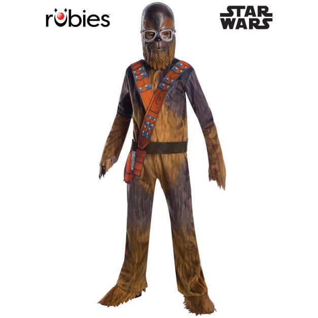 Kids Chewbacca Star Wars costume with digital fur-print jumpsuit and moulded mask Kids Chewbacca Star Wars costume with digital fur-print jumpsuit and moulded mask