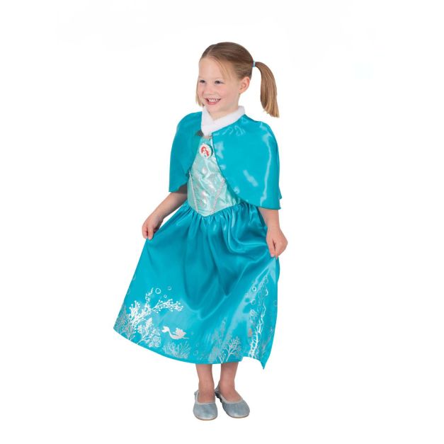 Girls Disney Ariel deluxe costume with satin dress and faux-fur cloak Girls Disney Ariel deluxe costume with satin dress and faux-fur cloak