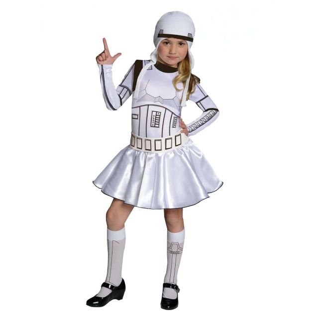 Girls white Star Wars Stormtrooper tutu dress costume with printed armor graphics and headpiece Girls white Star Wars Stormtrooper tutu dress costume with printed armor graphics and headpiece