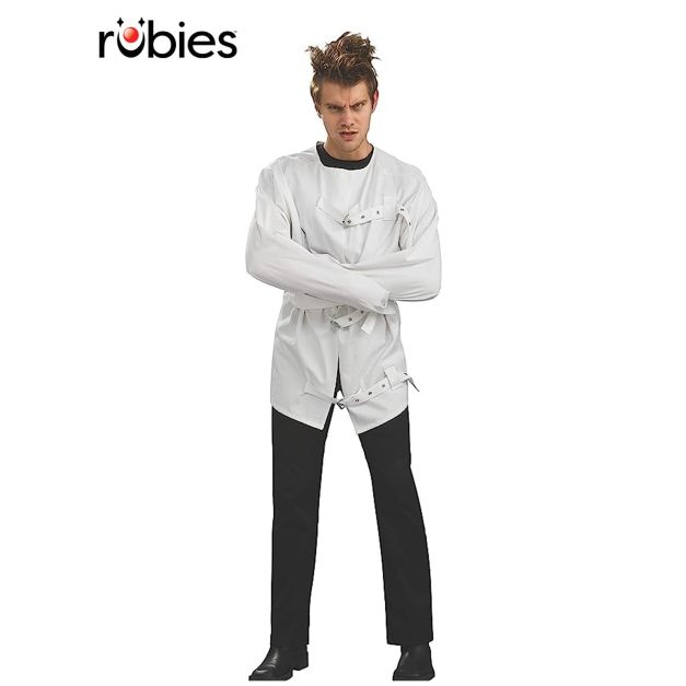 Adult insane asylum patient costume jacket with restraint belts and buckles Adult insane asylum patient costume jacket with restraint belts and buckles