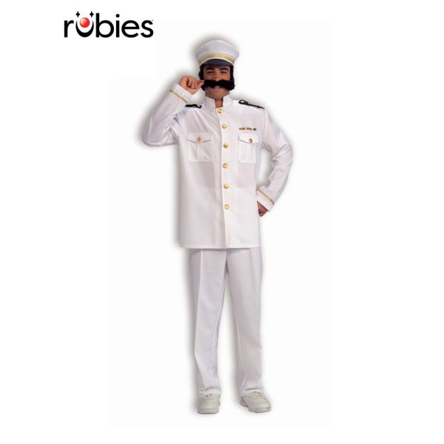 Adult Navy Captain Costume - white officer uniform with gold buttons and peaked cap Adult Navy Captain Costume - white officer uniform with gold buttons and peaked cap