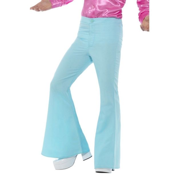 Mens 70s Disco Flares - Sky Blue Bell Bottom Trousers - alternate view 6 Mens 70s Disco Flares - Sky Blue Bell Bottom Trousers - alternate view 6