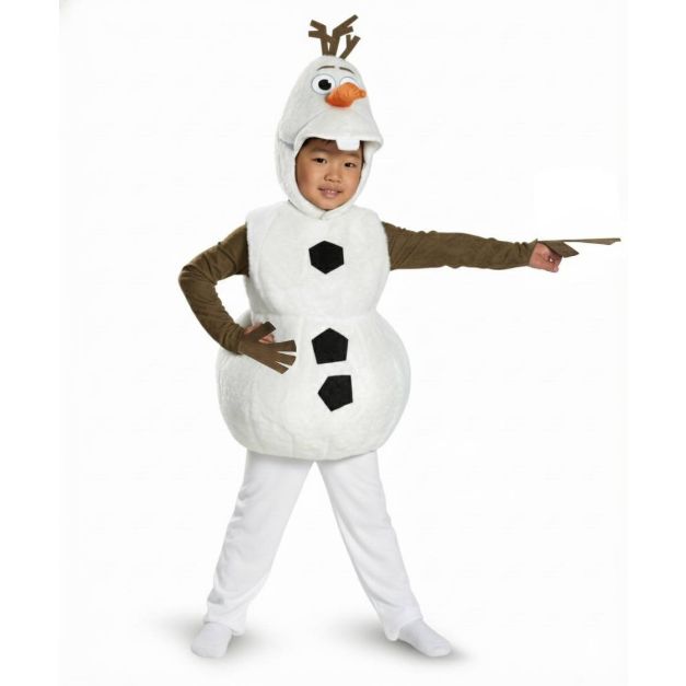 Kids snowman buddy costume white snowman jumpsuit with carrot nose hood