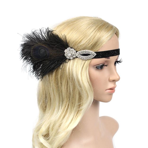 1920s Gatsby headpiece elastic band with sequin finish and crystal embellishments 1920s Gatsby headpiece elastic band with sequin finish and crystal embellishments