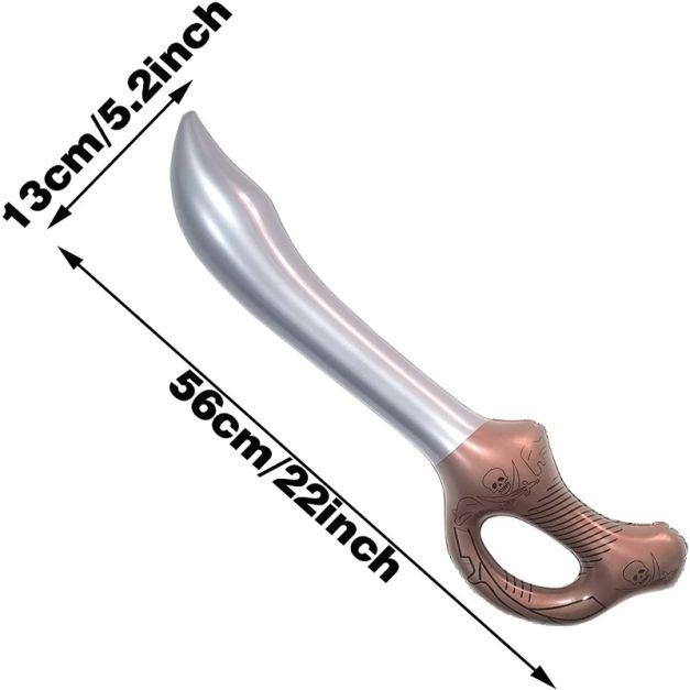 Inflatable pirate cutlass sword with metallic silver blade and bronze handle Inflatable pirate cutlass sword with metallic silver blade and bronze handle