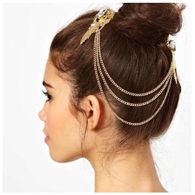 Women's Gold Art Deco Hair Chain - 1920s Gatsby Double Clip Headpiece - alternate view Women's Gold Art Deco Hair Chain - 1920s Gatsby Double Clip Headpiece - alternate view