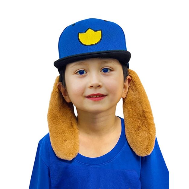 Dog man hat with yellow smile patch and black brim Dog man hat with yellow smile patch and black brim