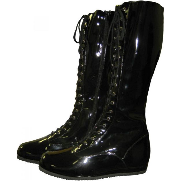 Black Go Go Boots - Womens Lace-Up 60s 70s Disco Costume Boots - alternate view 2