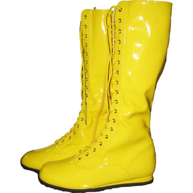 Yellow Go Go Boots - Womens Lace-Up 60s 70s Disco Costume Boots - alternate view 2