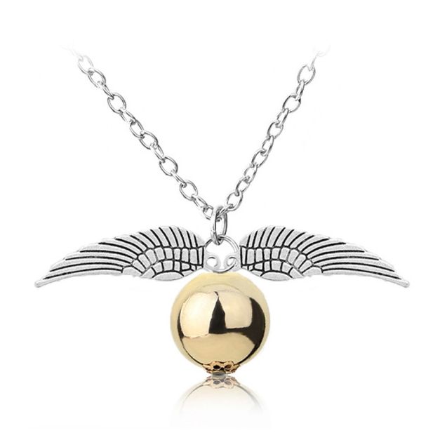 Golden Snitch Necklace - Winged Sphere Pendant with Chain - alternate view 6