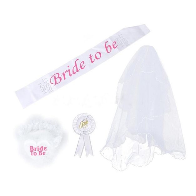 Bride to Be Hen's Night Accessory Set - Veil, Sash, Garter & Badge - alternate view 5 Bride to Be Hen's Night Accessory Set - Veil, Sash, Garter & Badge - alternate view 5