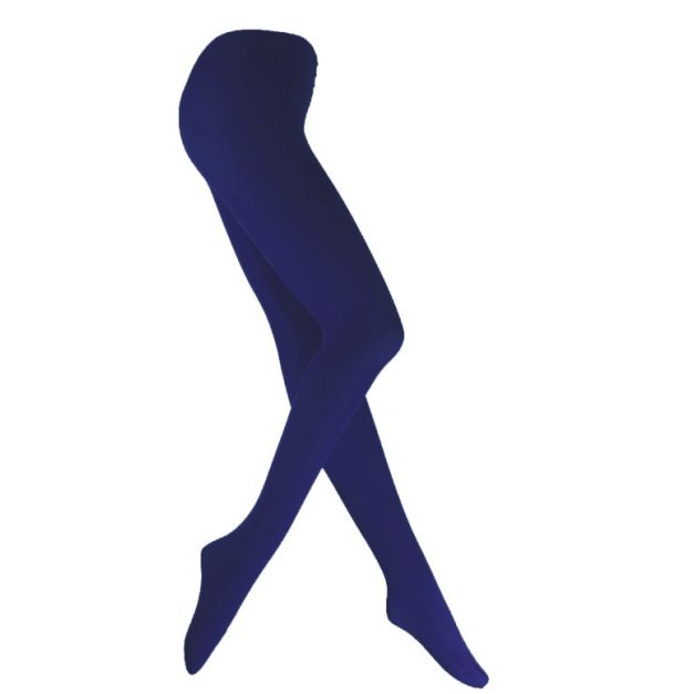 Navy blue opaque pantyhose full length view showing high waist and seamless construction Navy blue opaque pantyhose full length view showing high waist and seamless construction